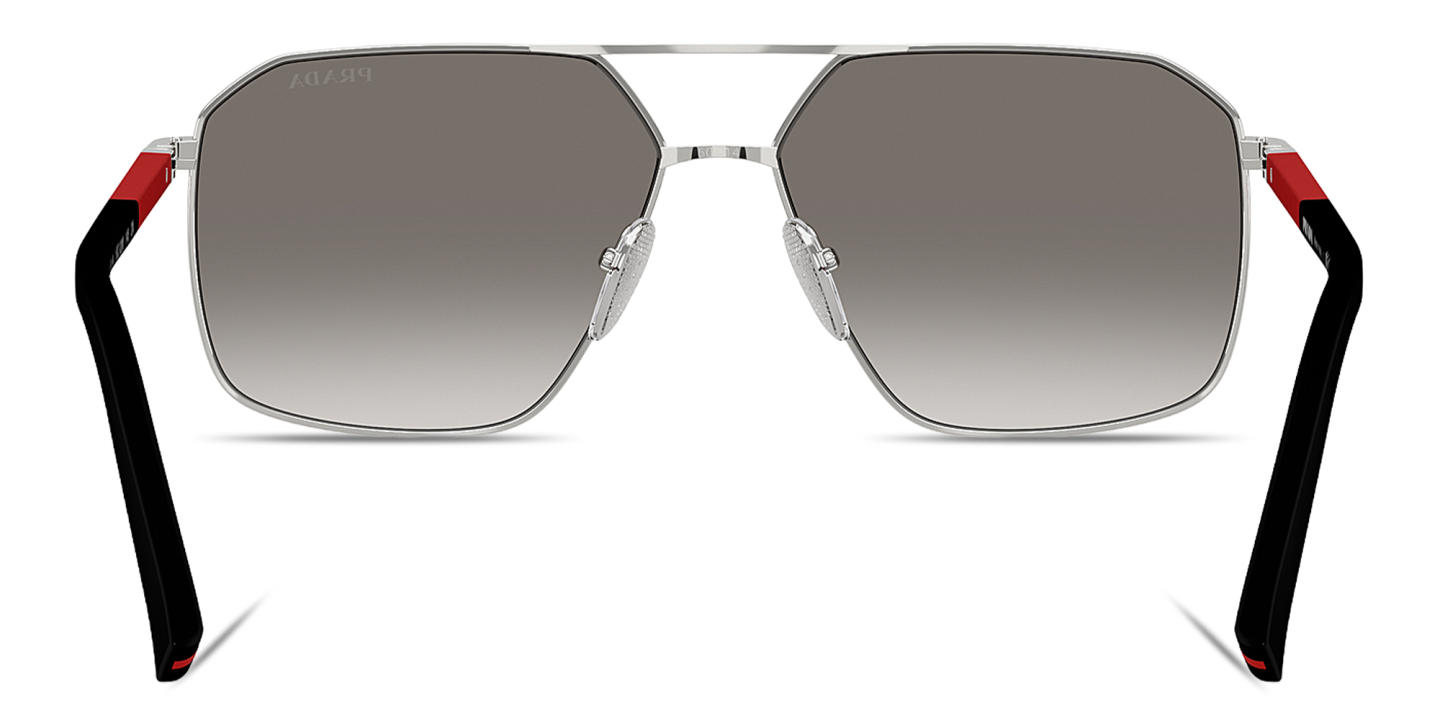 Prada Linea Rossa Logo Signature Irregular Sunglasses in Silver – Product Photo 3
