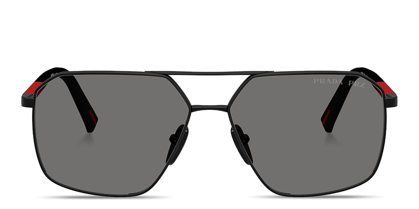 Prada Linea Rossa Logo Signature Irregular Sunglasses in Matte Black – Product Photo 0