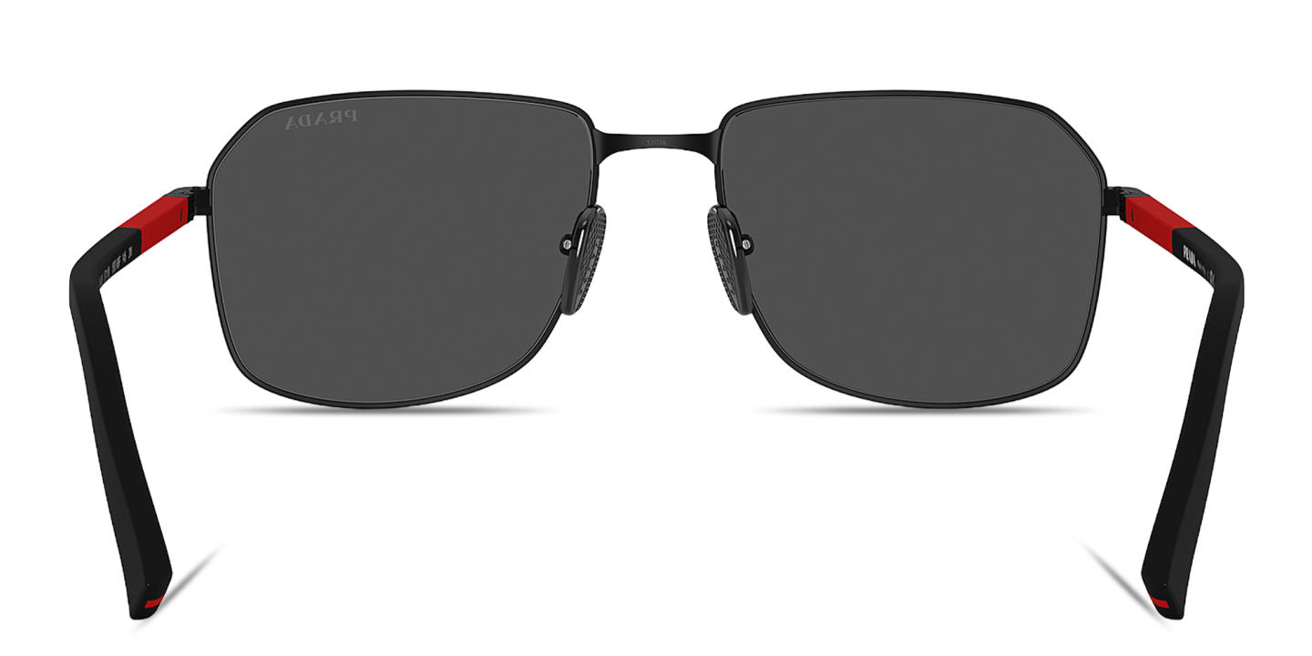 Prada Linea Rossa Logo Signature Rectangle Sunglasses in Matte Black – Product Photo 3