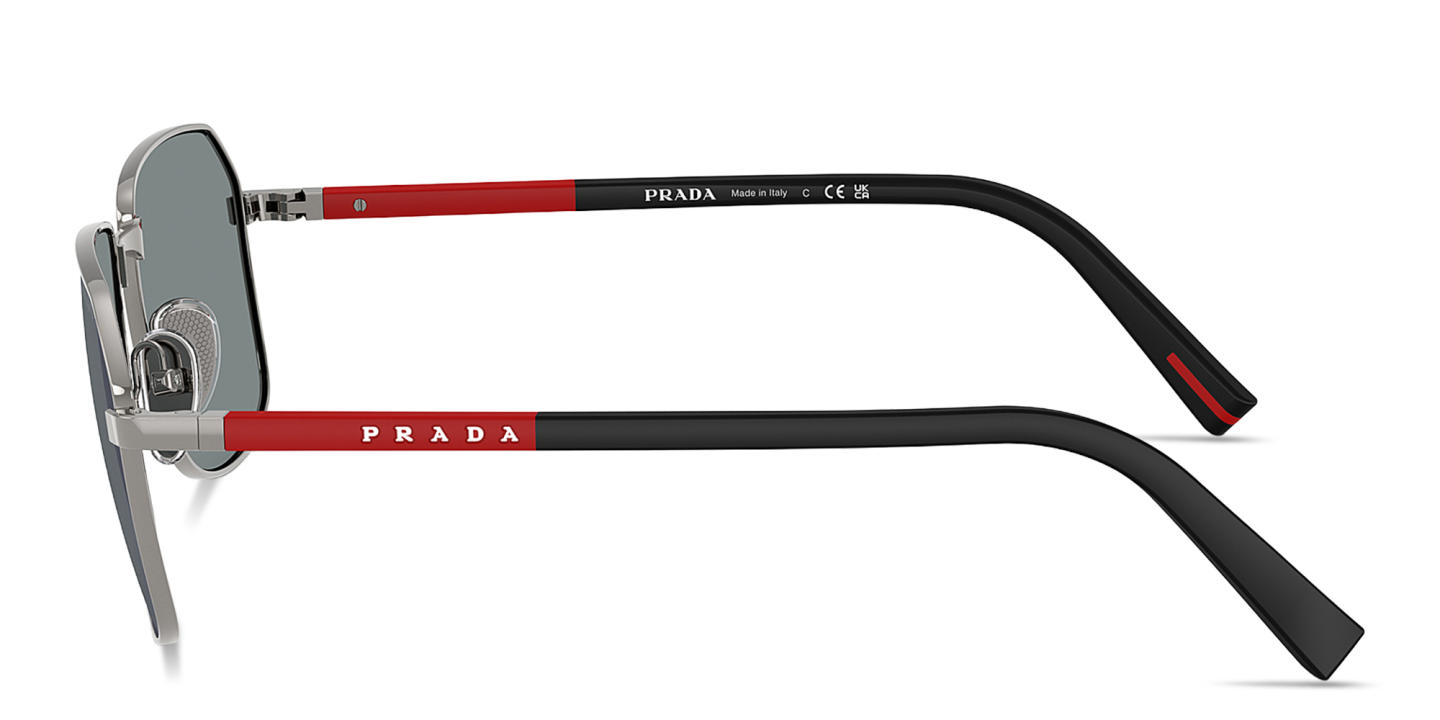 Prada Linea Rossa Logo Signature Rectangle Sunglasses in Gunmetal – Product Photo 2