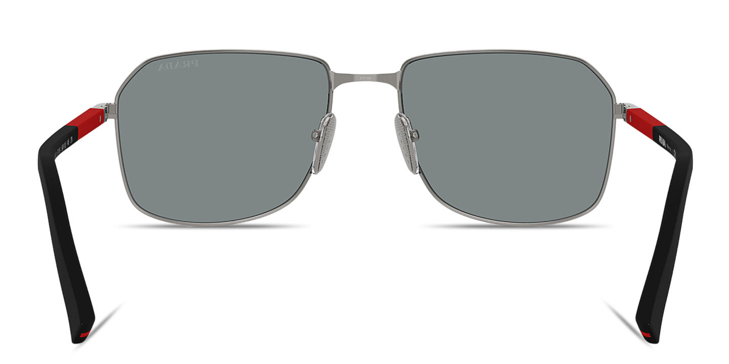 Prada Linea Rossa Logo Signature Rectangle Sunglasses in Gunmetal – Product Photo 3