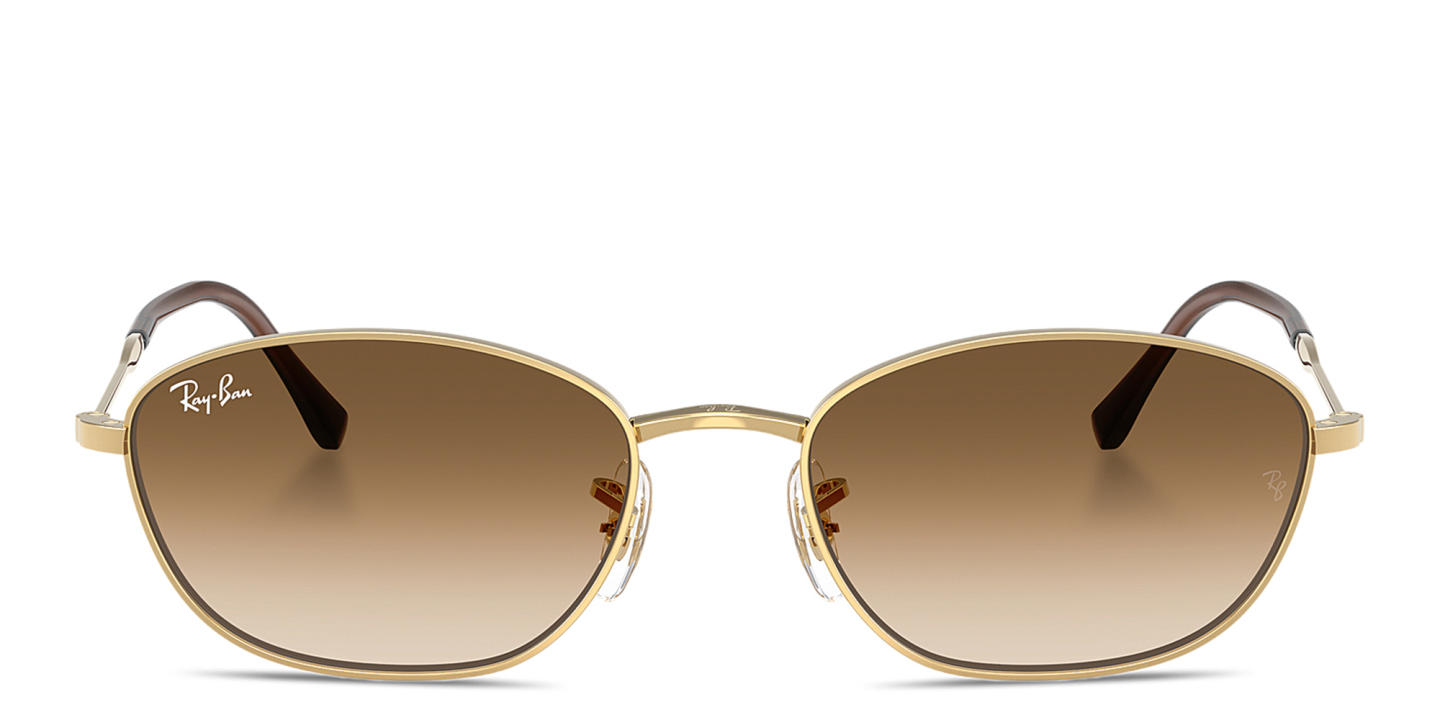Shop Ray-Ban Logo-Engraved Irregular Sunglasses in Arista online.