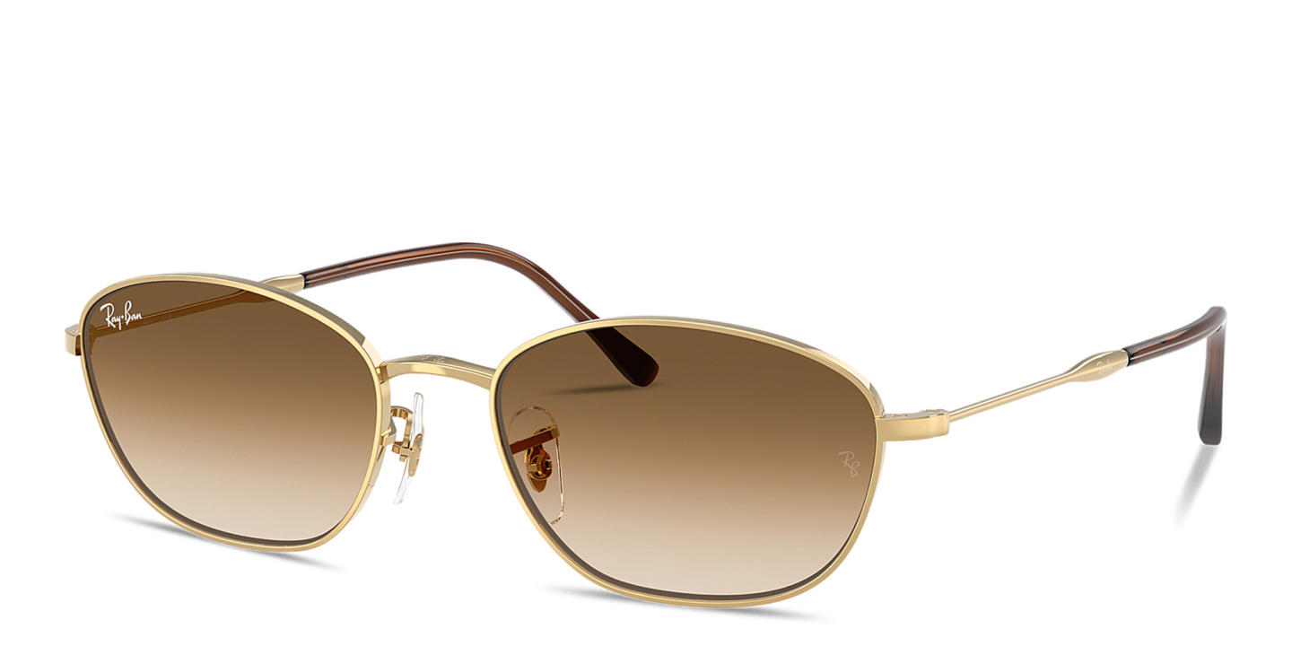 Shop Ray-Ban Logo-Engraved Irregular Sunglasses in Arista online.