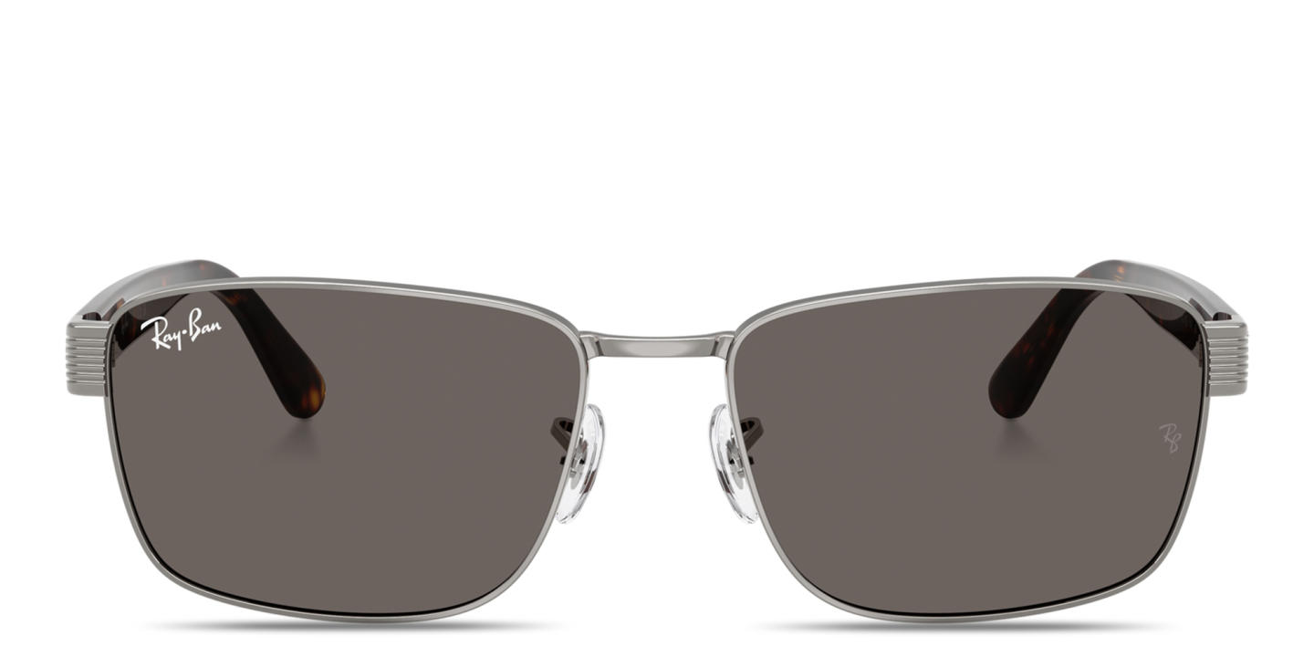 Shop Ray-Ban Embossed Logo Unisex Square Sunglasses in Gunmetal online.