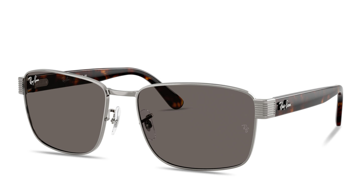 Shop Ray-Ban Embossed Logo Unisex Square Sunglasses in Gunmetal online.