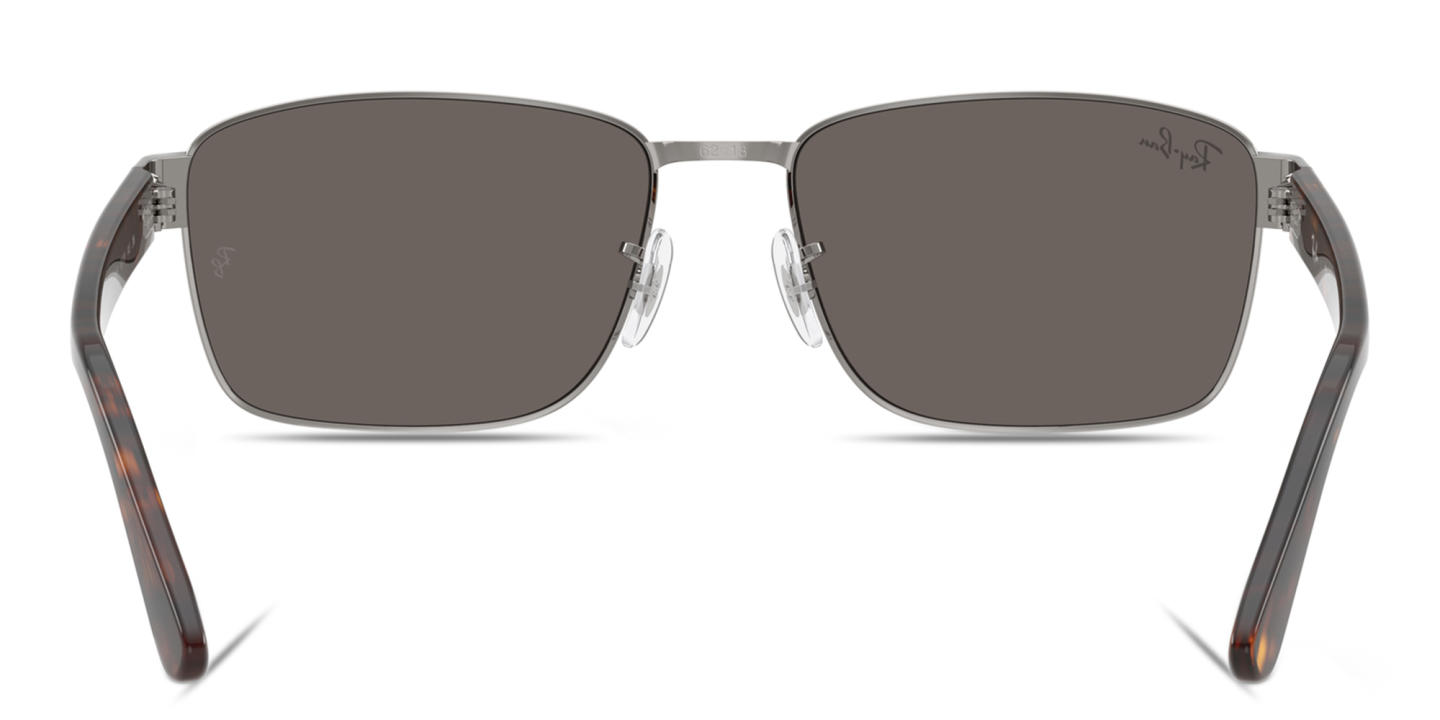 Shop Ray-Ban Embossed Logo Unisex Square Sunglasses in Gunmetal online.
