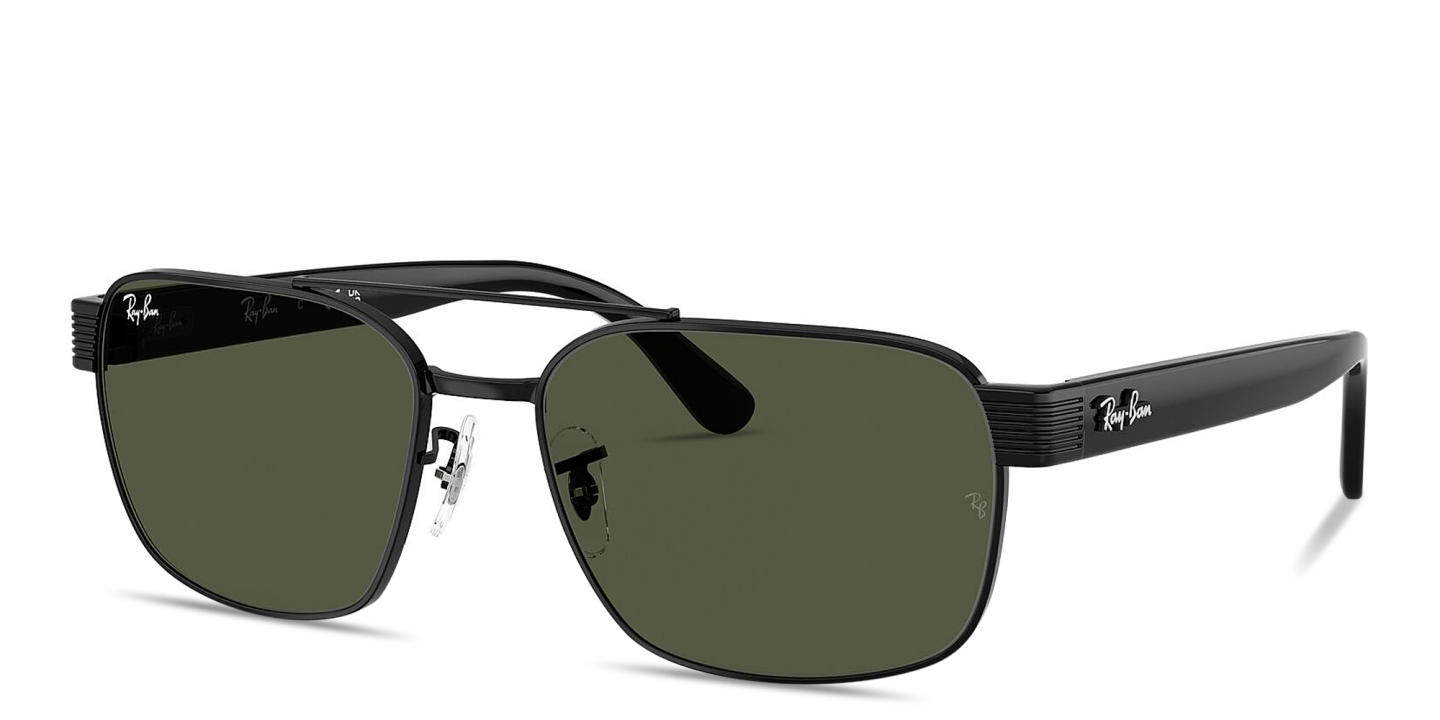 Shop Ray-Ban Embossed Logo Unisex Square Sunglasses in Black online.