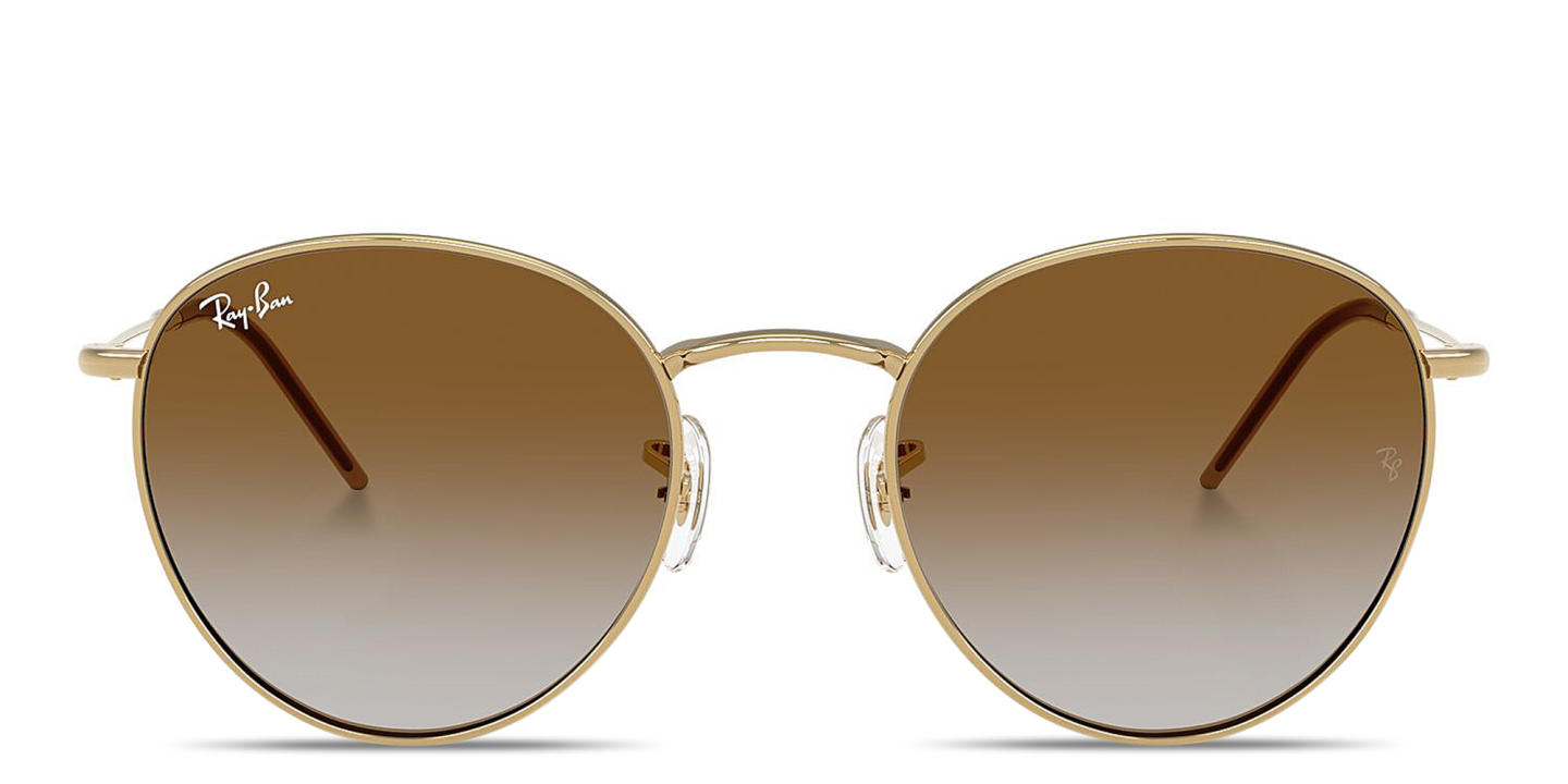 Shop Ray-Ban Round Reverse Unisex Panthos Sunglasses in Gold online.