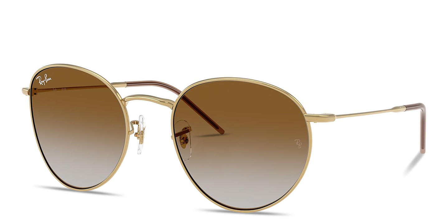 Shop Ray-Ban Round Reverse Unisex Panthos Sunglasses in Gold online.