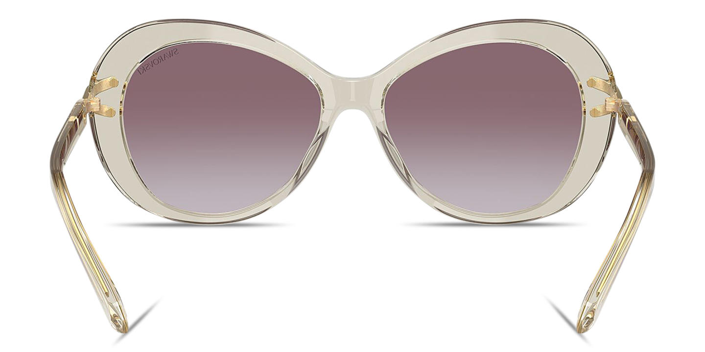 Shop Swarovski Rhinestone-Embellished Butterfly Sunglasses in Transparent Beige online.