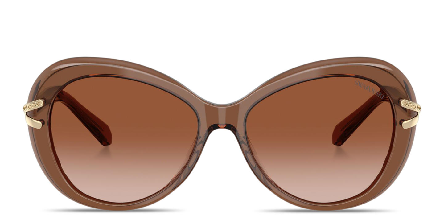 Shop Swarovski Rhinestone-Embellished Butterfly Sunglasses in Brown online.