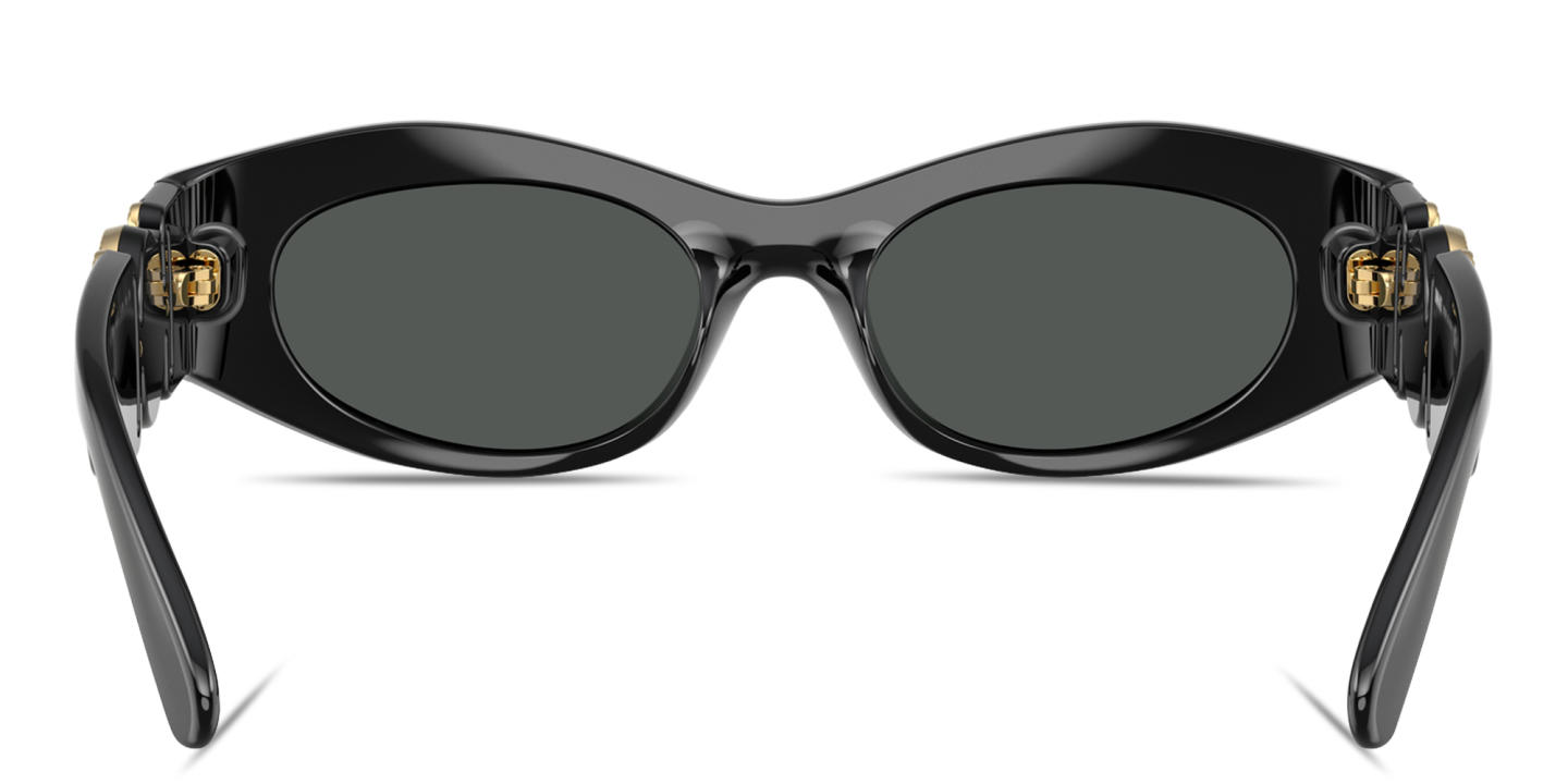 Shop VERSACE Medusa Biggie Oval Sunglasses in Black online.