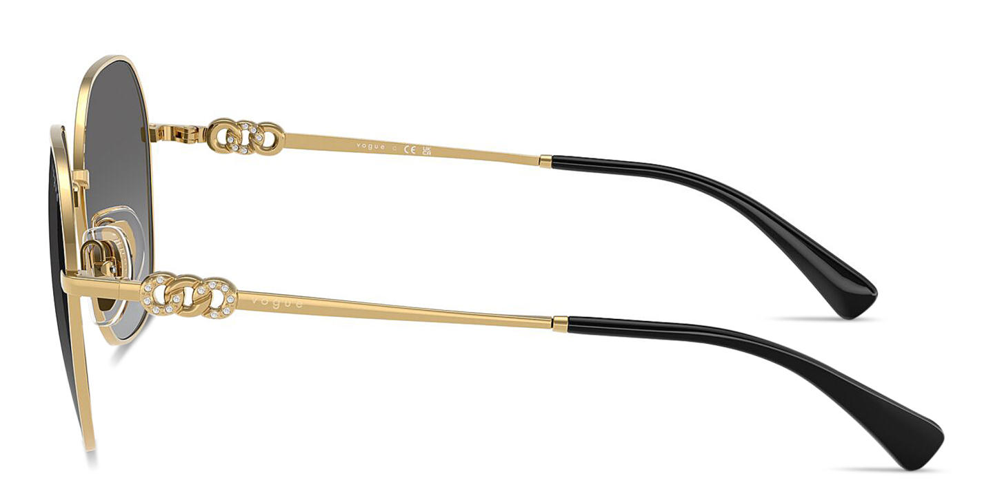 Shop Vogue Eyewear Rhinestone-Embellished Irregular Sunglasses in Gold online.