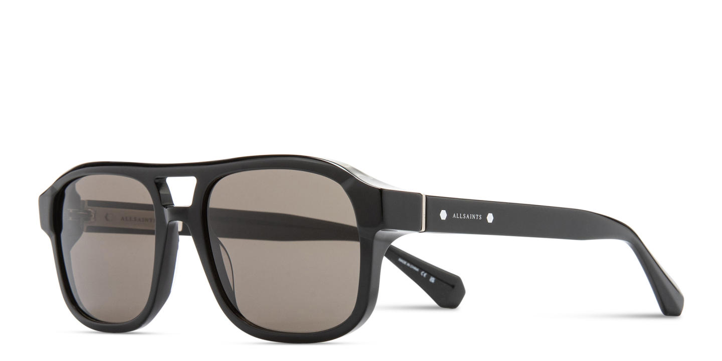 Shop ALL SAINTS Enzo Unisex Aviator Sunglasses in Black online.