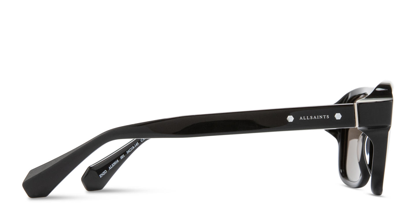 Shop ALL SAINTS Enzo Unisex Aviator Sunglasses in Black online.