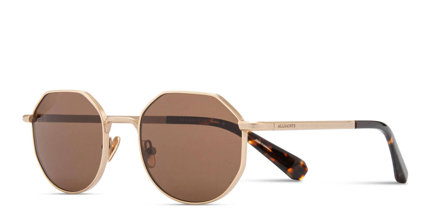 Shop ALL SAINTS Logo-Engraved Irregular Sunglasses in Gold online.