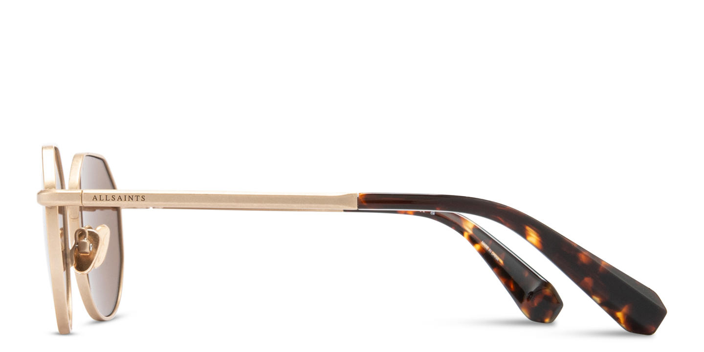 Shop ALL SAINTS Logo-Engraved Irregular Sunglasses in Gold online.