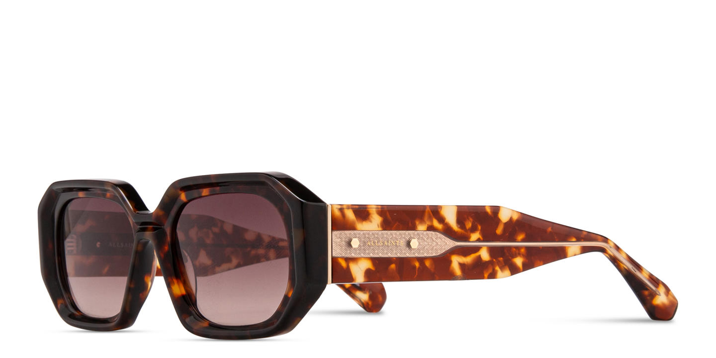 Shop ALL SAINTS Logo Signature Rectangle Sunglasses in Havana online.
