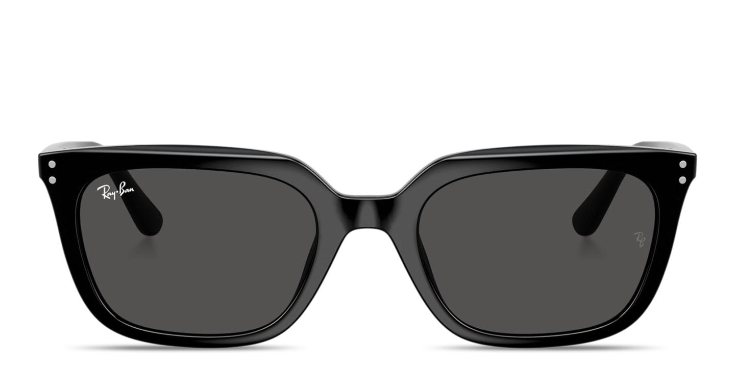 Shop Ray-Ban Logo-Embossed Unisex Square Sunglasses in Black online.