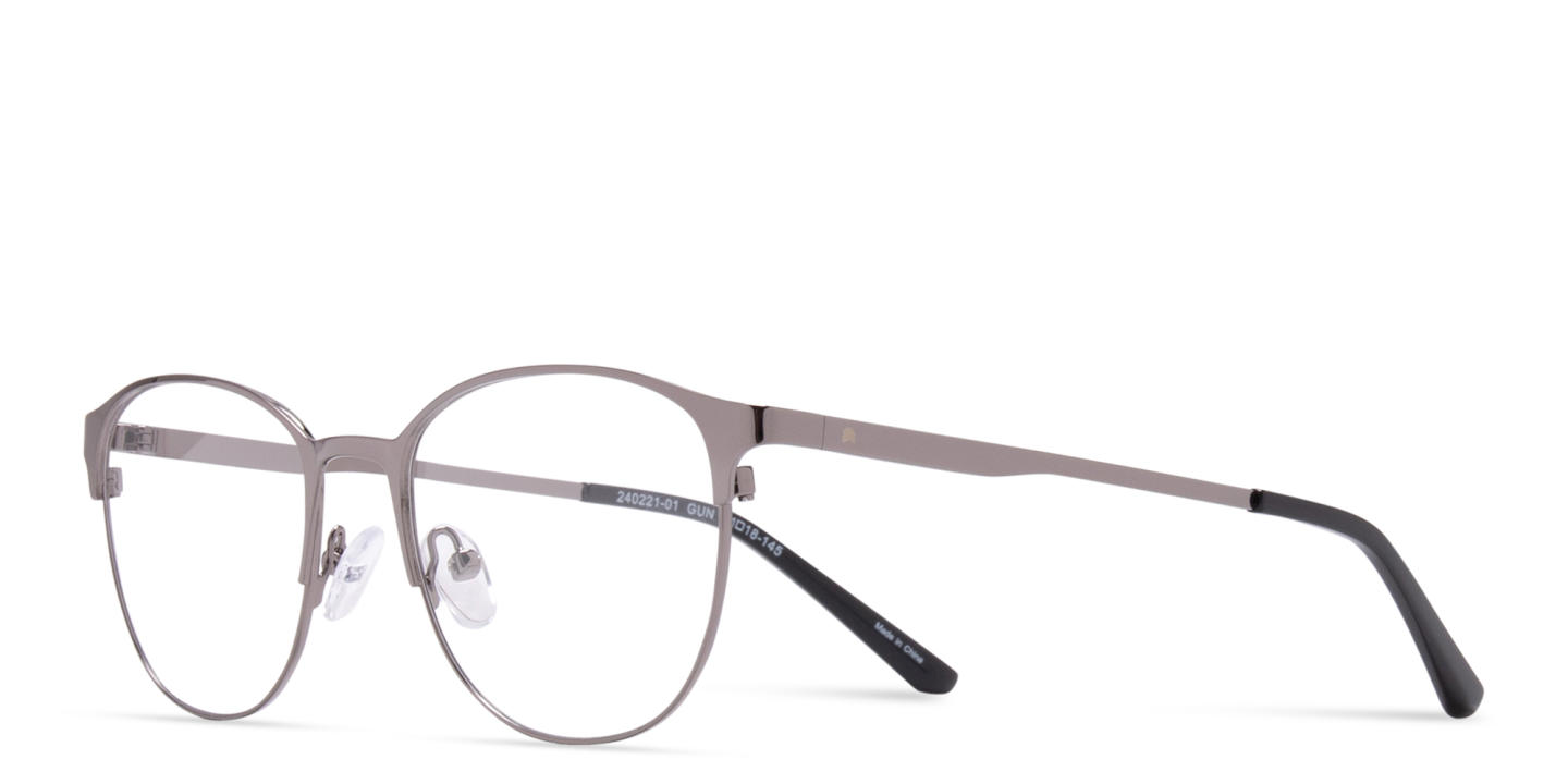 Shop TRICE Logo Round Eyeglasses in Gunmetal online.