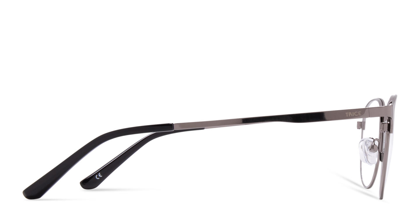 Shop TRICE Logo Round Eyeglasses in Gunmetal online.