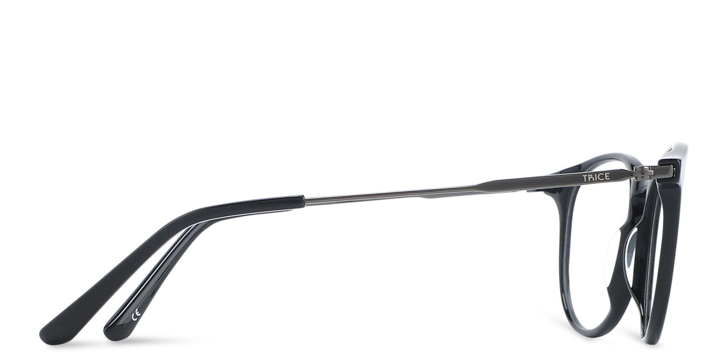 Shop TRICE Logo Round Eyeglasses in Black online.