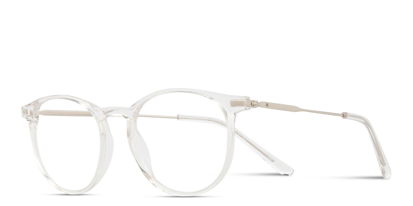 Shop TRICE Logo Round Eyeglasses in Crystal online.