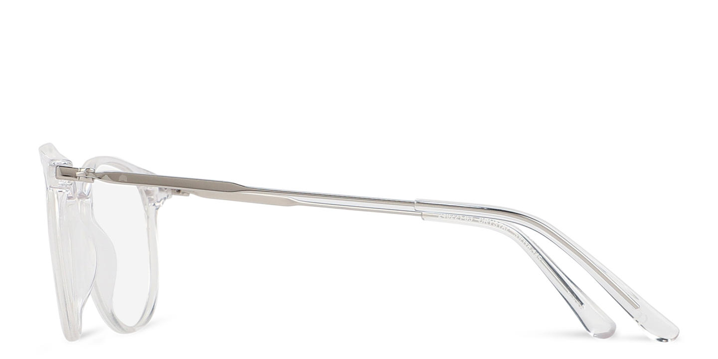 Shop TRICE Logo Round Eyeglasses in Transparent Grey online.