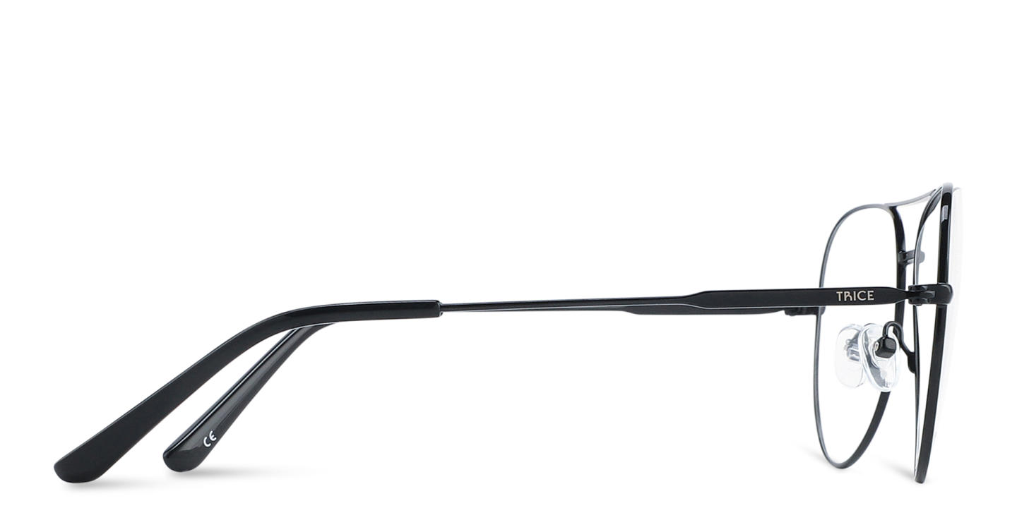 Shop TRICE Logo Wide Aviator Eyeglasses in Black online.