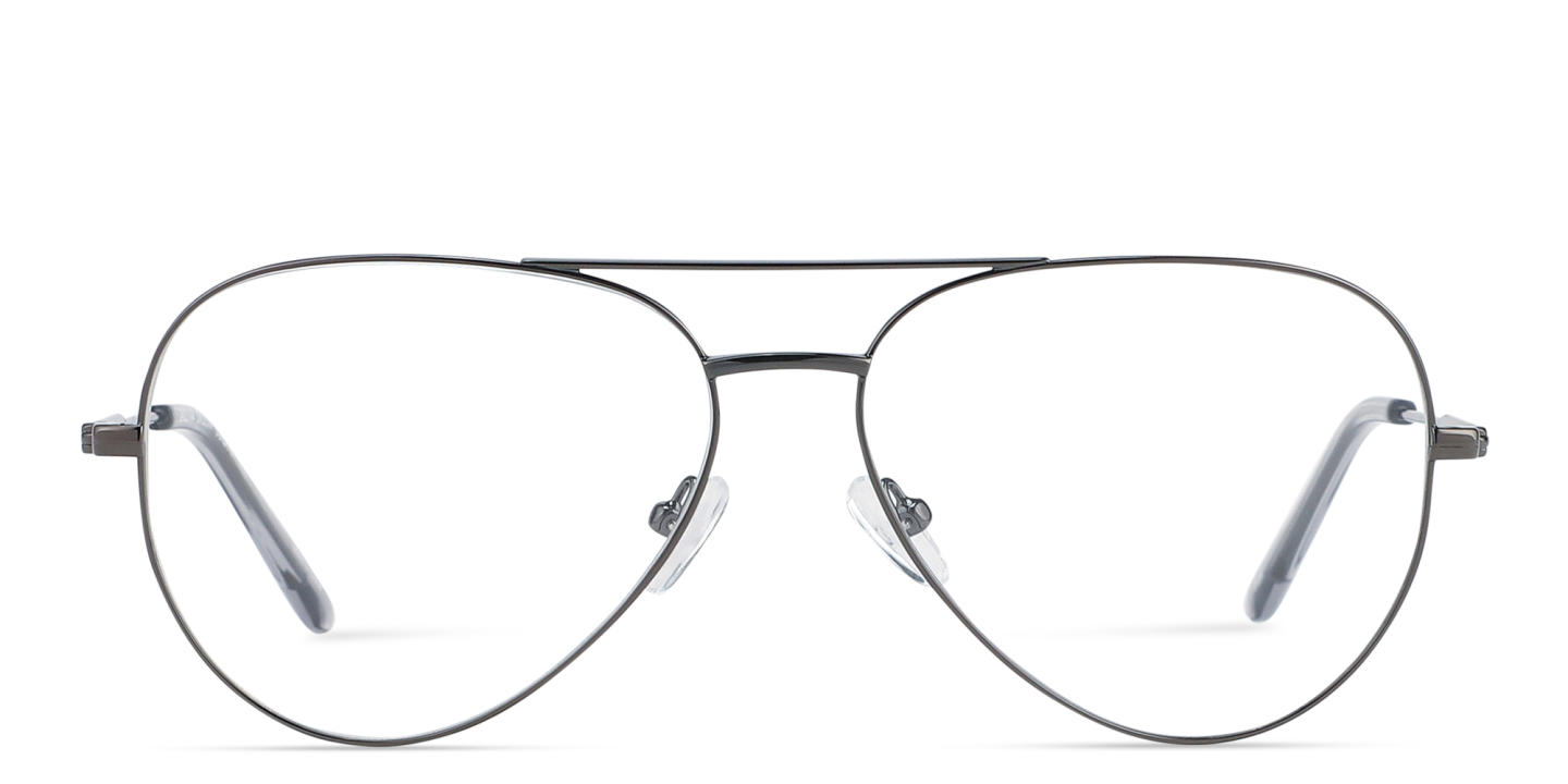 Shop TRICE Logo Wide Aviator Eyeglasses in Gunmetal online.