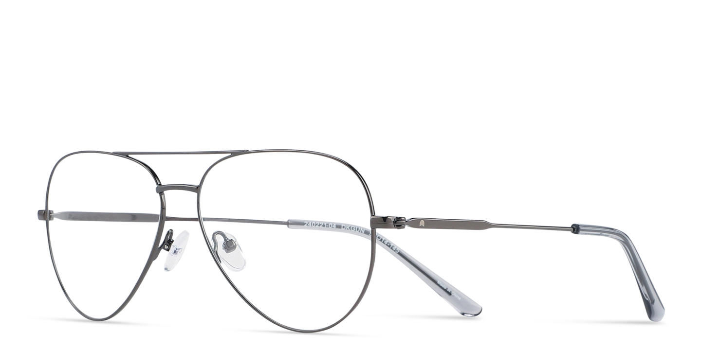 Shop TRICE Logo Wide Aviator Eyeglasses in Gunmetal online.