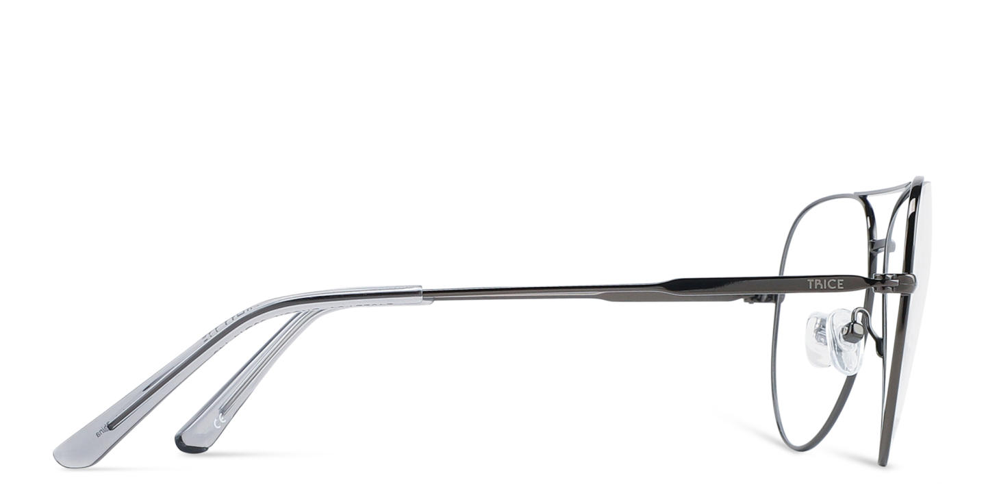 Shop TRICE Logo Wide Aviator Eyeglasses in Gunmetal online.