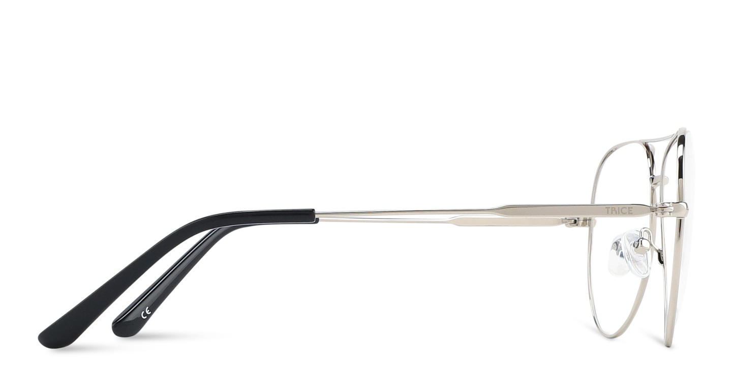 Shop TRICE Logo Wide Aviator Eyeglasses in Silver online.