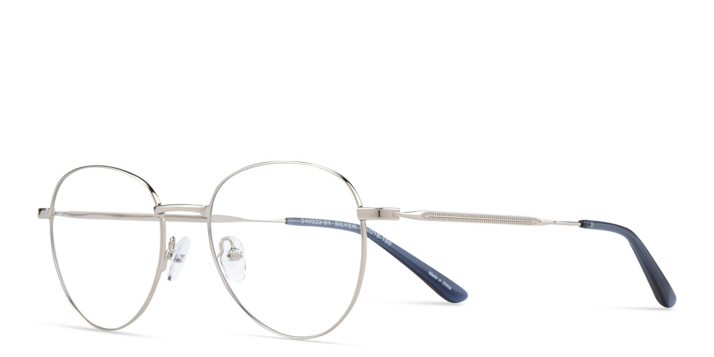 Shop TRICE Logo Unisex Panthos Eyeglasses in Silver online.