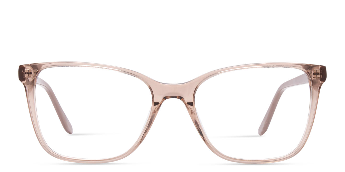 Shop TRICE Logo Square Eyeglasses in Transparent Beige online.