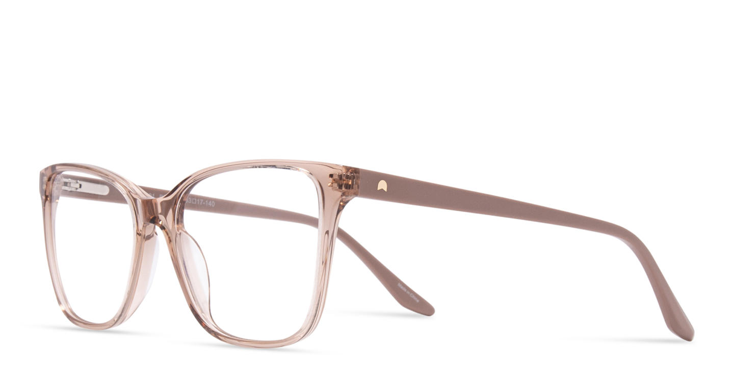 TRICE Logo Square Eyeglasses in Transparent Beige – Product Photo 1