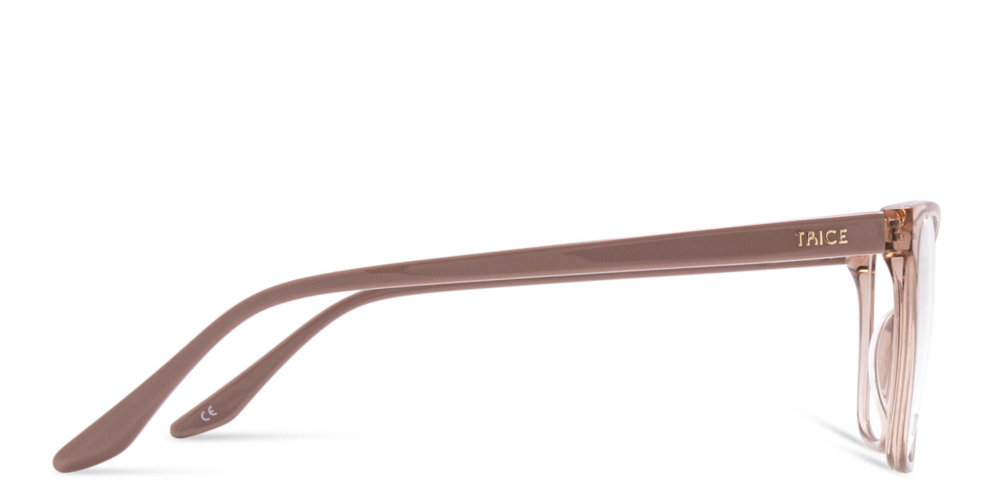 TRICE Logo Square Eyeglasses in Transparent Beige – Product Photo 2