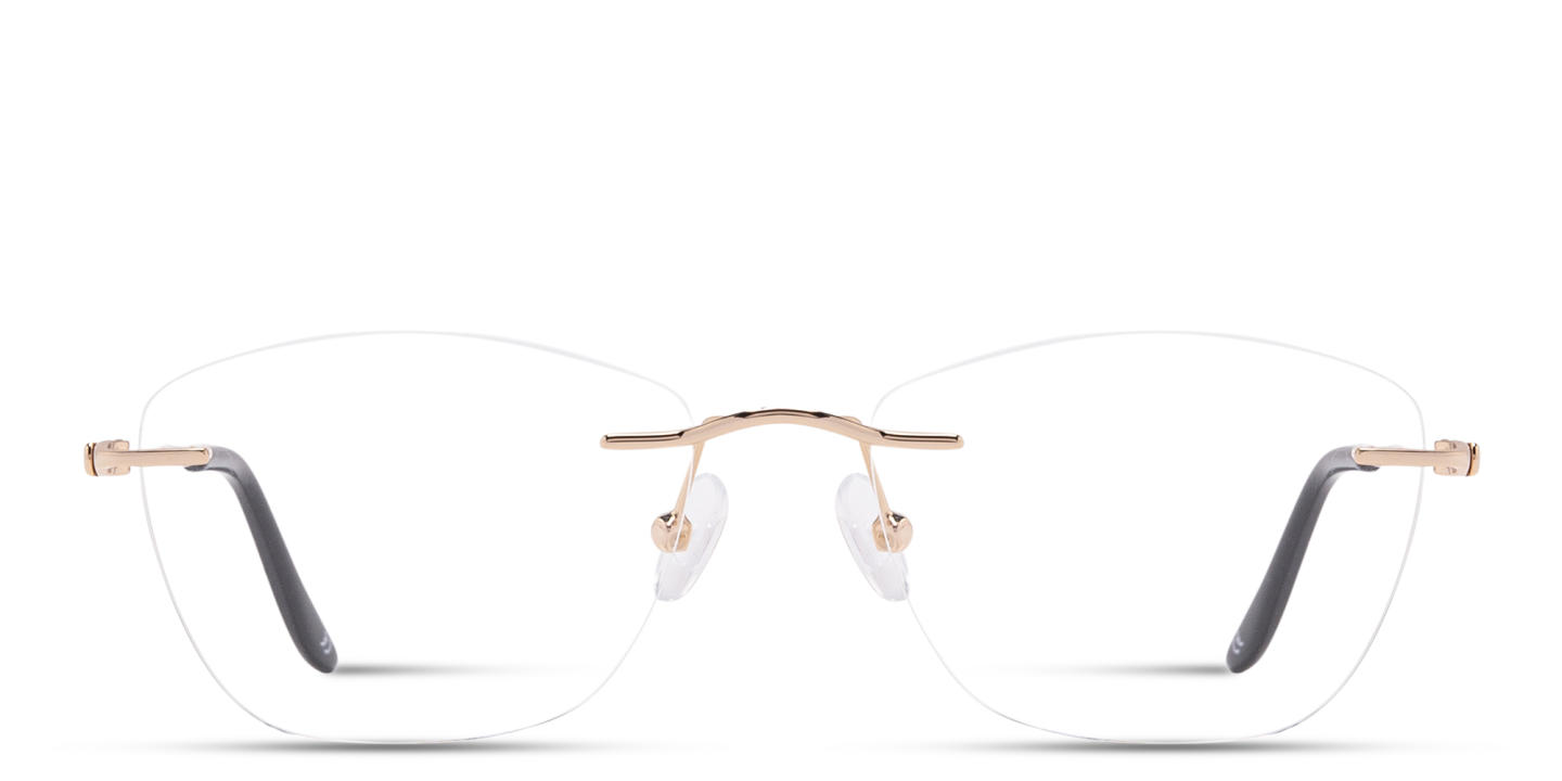 Shop TRICE Logo Unisex Rimless Irregular Eyeglasses in Gold online.