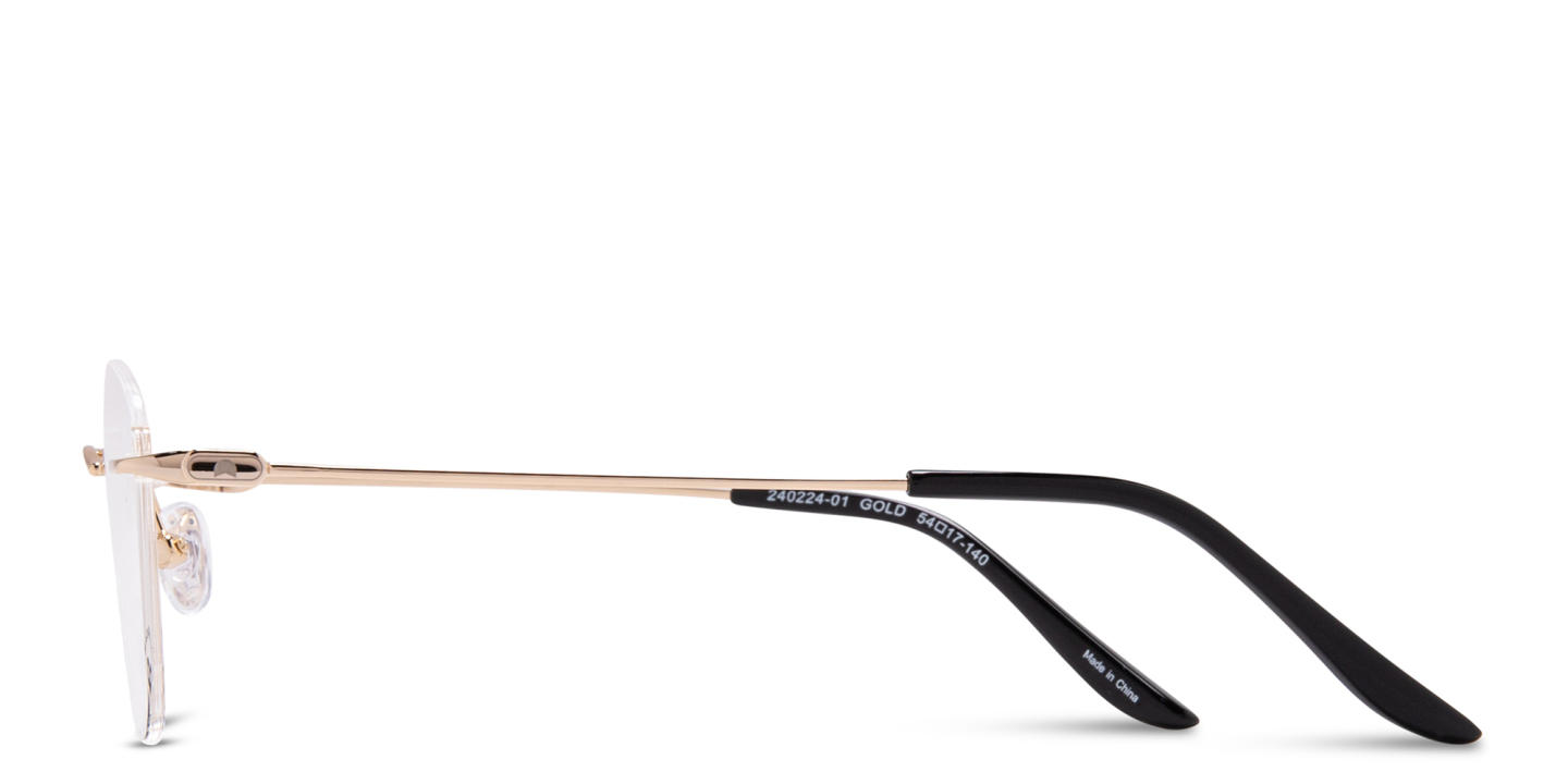Shop TRICE Logo Unisex Rimless Irregular Eyeglasses in Gold online.