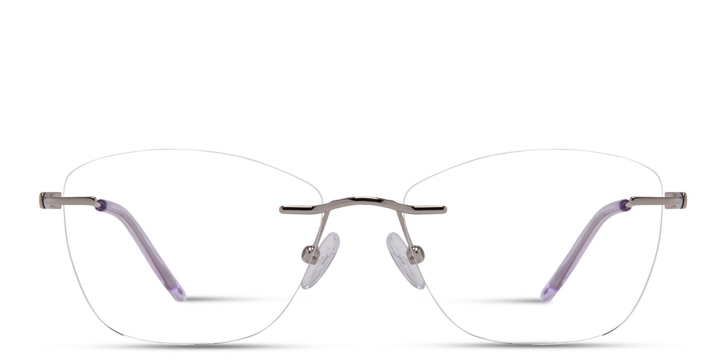 Shop TRICE Logo Unisex Rimless Irregular Eyeglasses in Silver online.