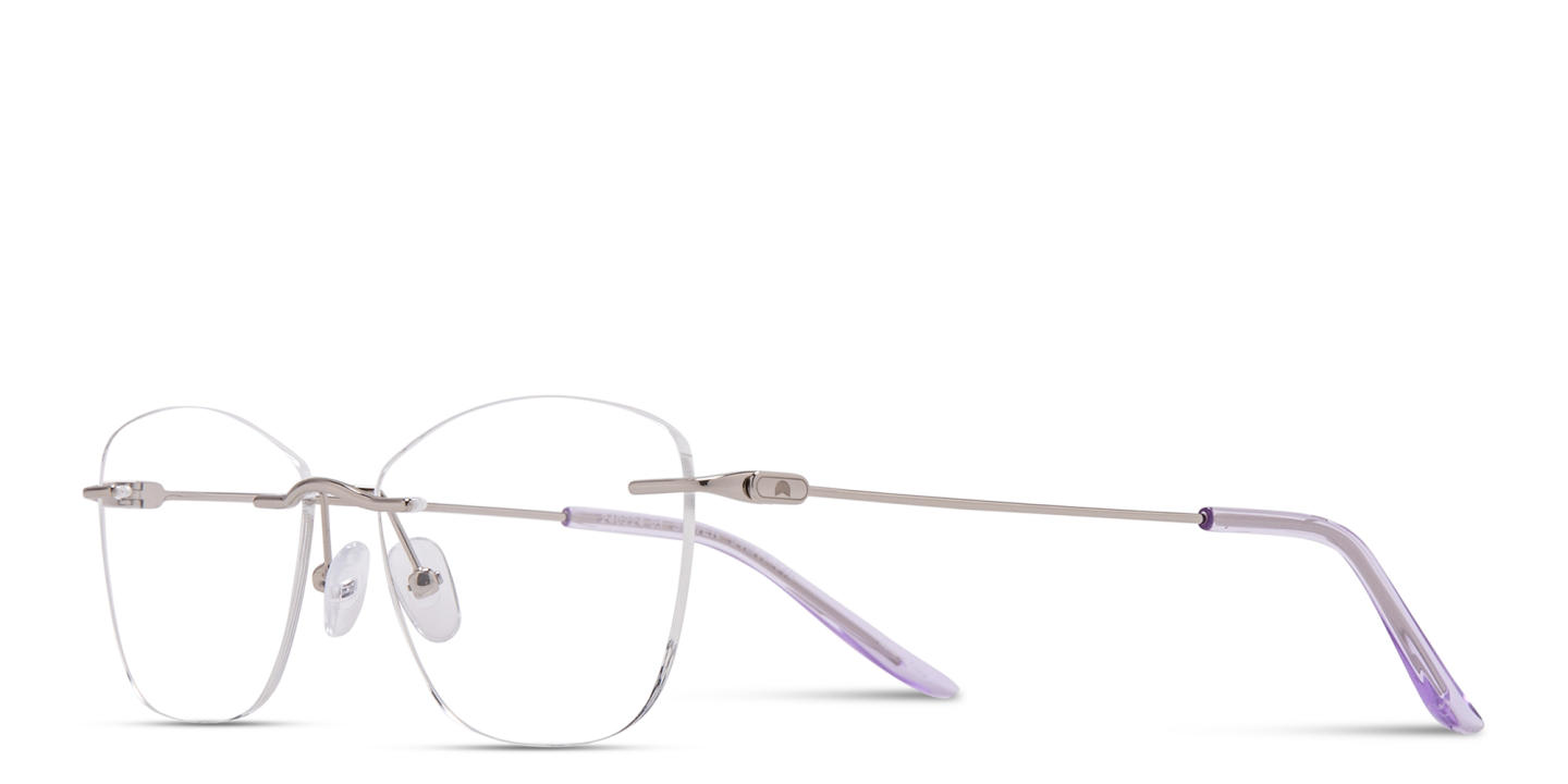 Shop TRICE Logo Unisex Rimless Irregular Eyeglasses in Silver online.