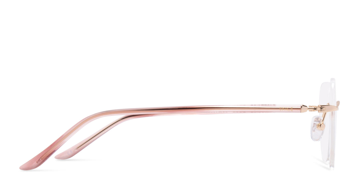 Shop TRICE Logo Unisex Rimless Round Eyeglasses in Gold online.