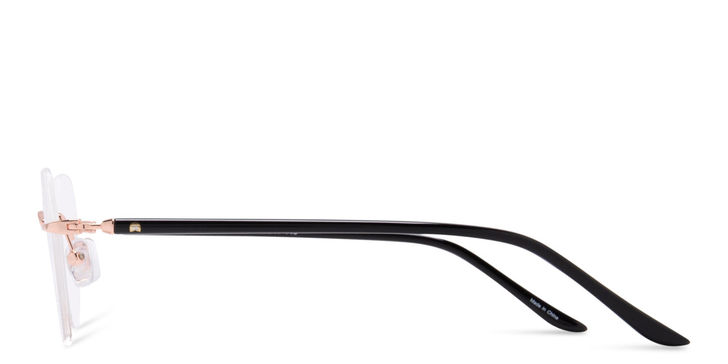 TRICE Logo Unisex Rimless Round Eyeglasses in Rose Gold – Product Photo 3