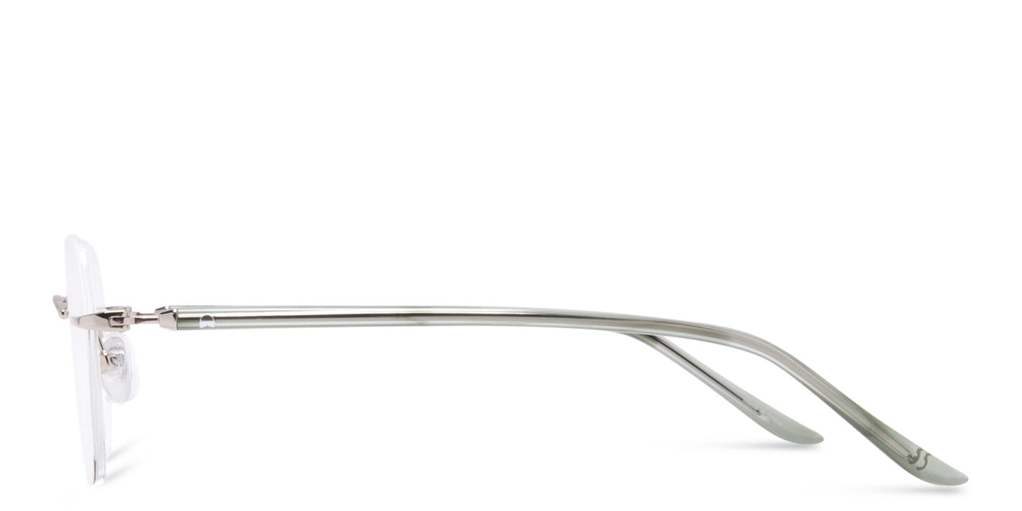 TRICE Logo Unisex Rimless Round Eyeglasses in Silver – Product Photo 3