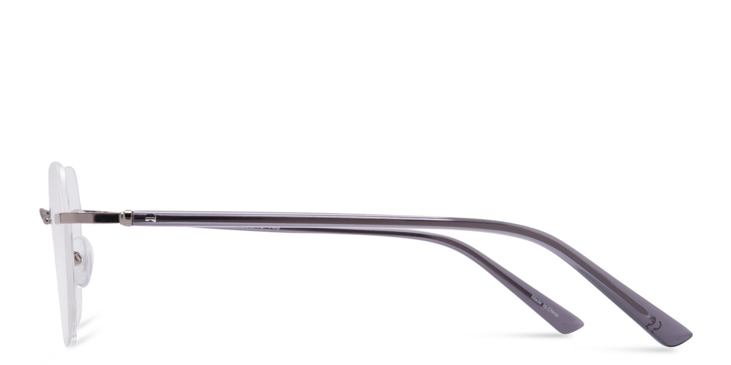 TRICE Logo Unisex Rimless Panthos Eyeglasses in Dark Gunmetal – Product Photo 3