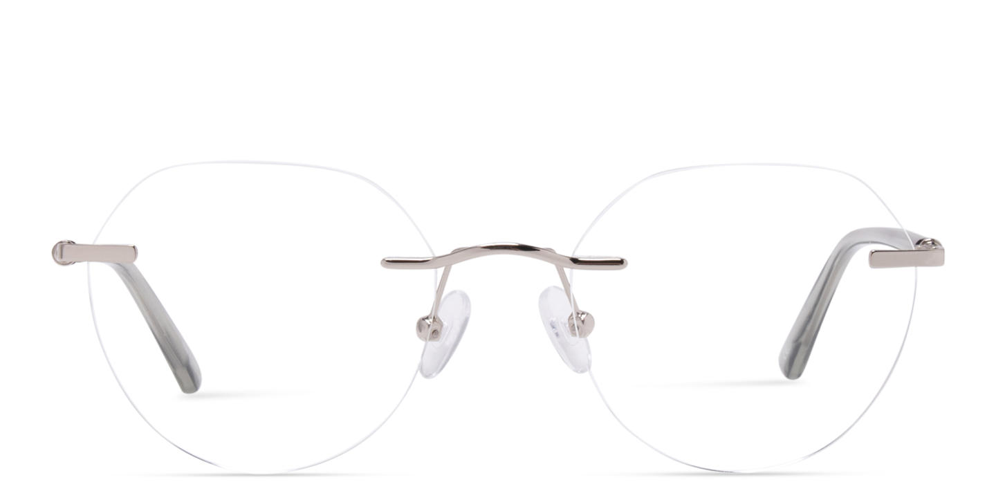 TRICE Logo Unisex Rimless Panthos Eyeglasses in Silver – Product Photo 0