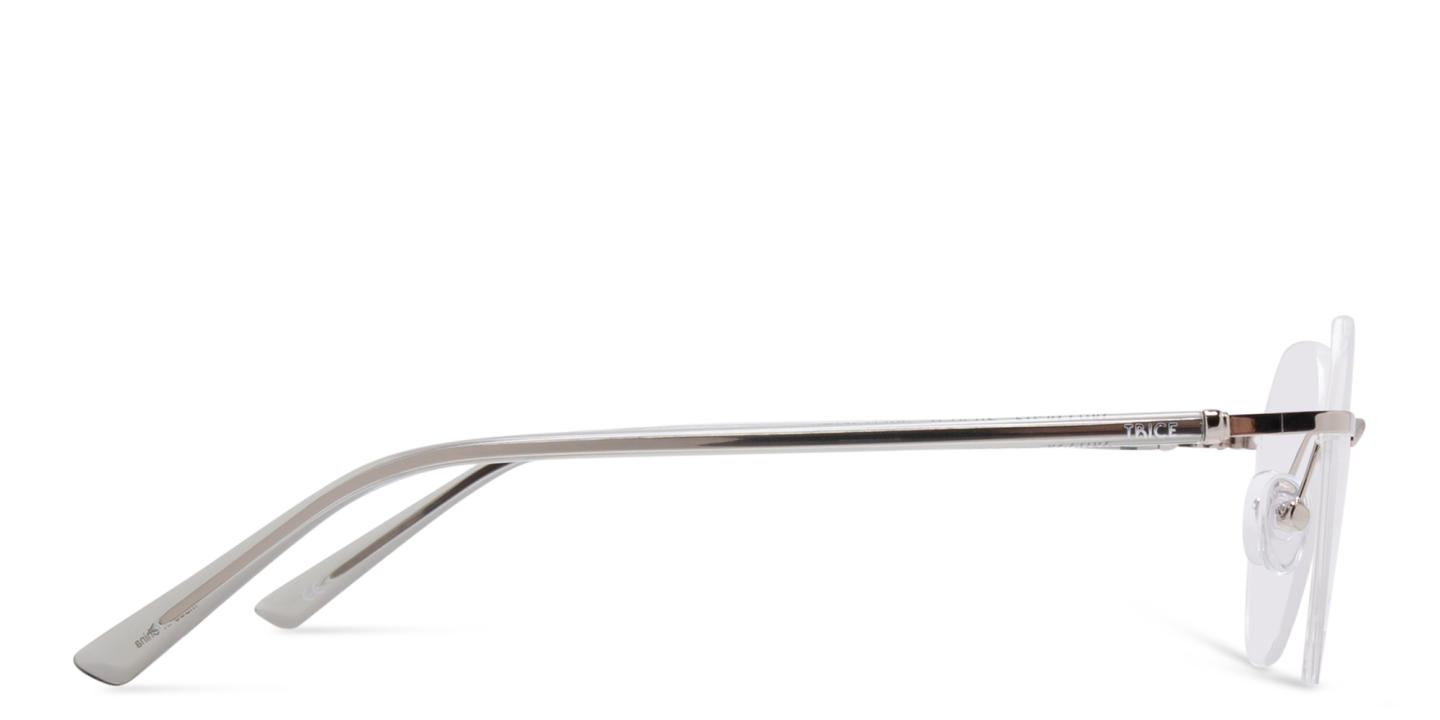 TRICE Logo Unisex Rimless Panthos Eyeglasses in Silver – Product Photo 2