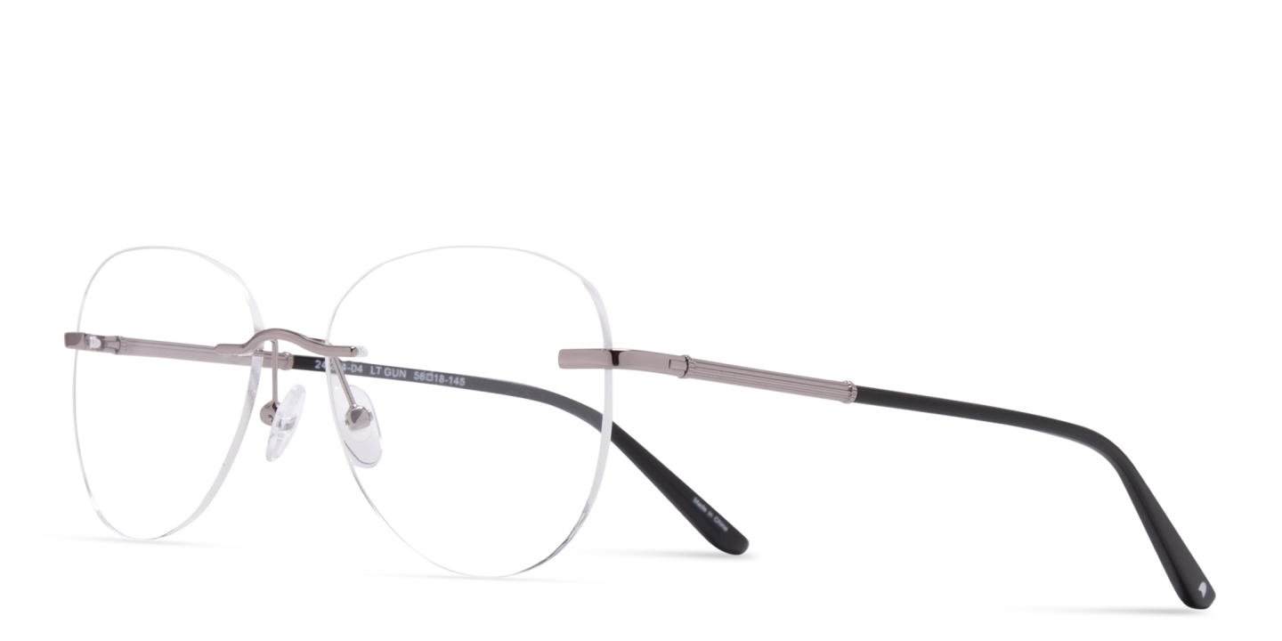 Shop TRICE Unisex Wide Rimless Aviator Eyeglasses in Silver online.