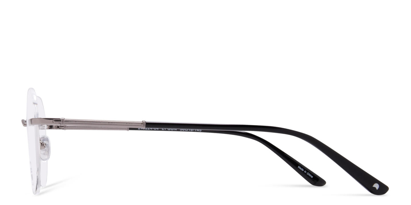 Shop TRICE Unisex Wide Rimless Aviator Eyeglasses in Silver online.