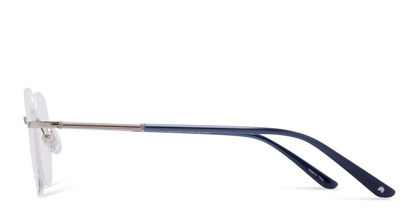 Shop TRICE Unisex Wide Rimless Aviator Eyeglasses in Ruthenium online.
